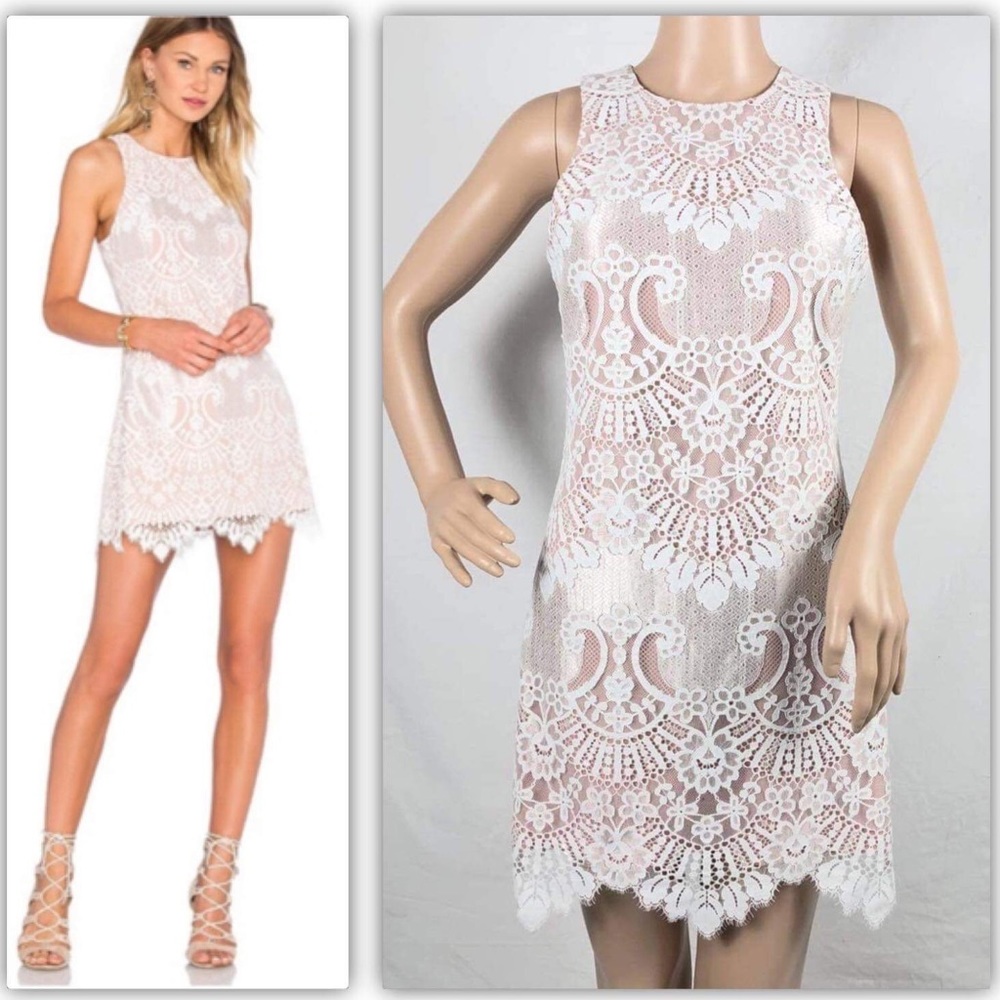 X By NBD Revolve Vera White Lace Mini Dress